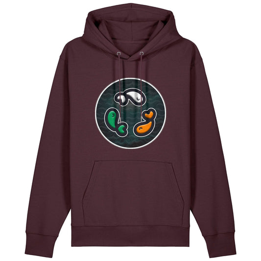 PFT Fish - Circle - Dark | Hoodie | Adult | Cosy | 350gsm Medium Fit | Red Brown