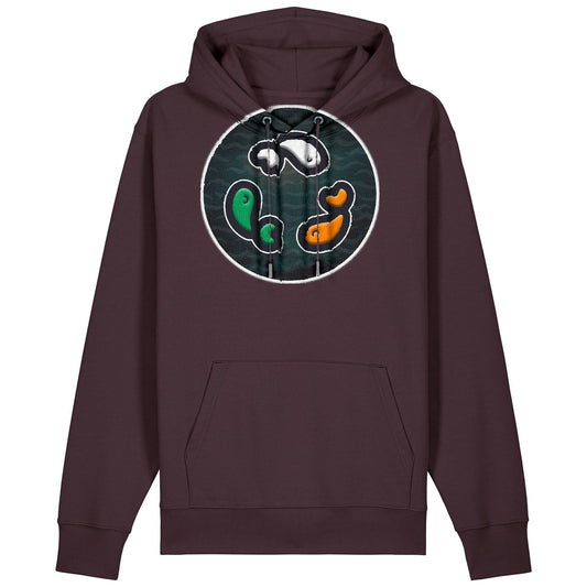 PFT Fish - Circle - Dark | Hoodie | Adult | Cosy | 350gsm Medium Fit | Red Brown