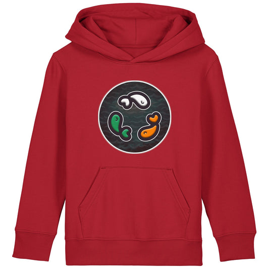 PFT Fish - Circle - Dark | Hoodie | Kids | Cosy | 300gsm Medium Fit | Red