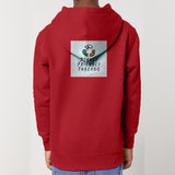 Planet Friendly Logo - Square - Ocean Light | Hoodie | Kids | Cosy | 300gsm Medium Fit | Red