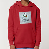 Planet Friendly Logo - Square - Ocean Light | Hoodie | Kids | Cosy | 300gsm Medium Fit | Red
