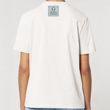 Planet Friendly Logo - Square - Ocean Light | T-Shirt | Adult | Crewneck Short Sleeve | 180gsm Medium Fit | Off White