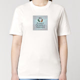 PFT Logo - SSSQUARE - Light Ocean | T-Shirt | Adult | Crewneck Short Sleeve | 180gsm Medium Fit | Off White