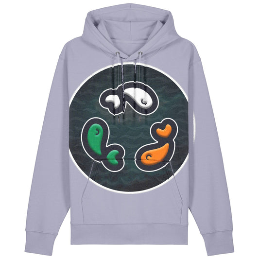 PFT Fish - Circle - Dark | Hoodie | Adult | Cosy | 350gsm Medium Fit | Lavender
