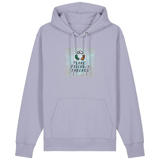Planet Friendly Logo - Square - Ocean Light | Hoodie | Adult | Cosy | 350gsm Medium Fit | Lavender