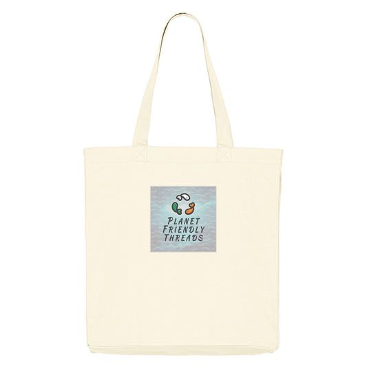 Planet Friendly Logo - Square - Ocean Light | Other | Adult | Tote Bag | 220gsm | Cream