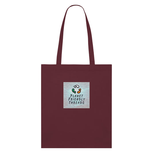 Planet Friendly Logo - Square - Ocean Light | Other | Adult | Tote Bag | 160gsm | Burgundy