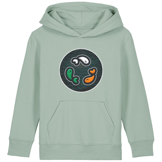 PFT Fish - Circle - Dark | Hoodie | Kids | Cosy | 300gsm Medium Fit | Aloe