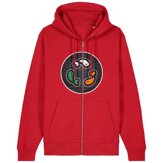 PFT Fish - Circle - Dark | Hoodie | Adult | Zip | 350gsm Medium Fit | Red