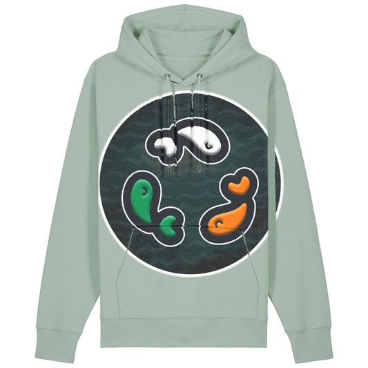 PFT Fish - Circle - Dark | Hoodie | Adult | Cosy | 350gsm Medium Fit | Aloe