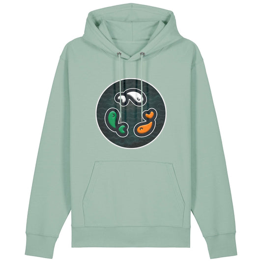 PFT Fish - Circle - Dark | Hoodie | Adult | Cosy | 350gsm Medium Fit | Aloe