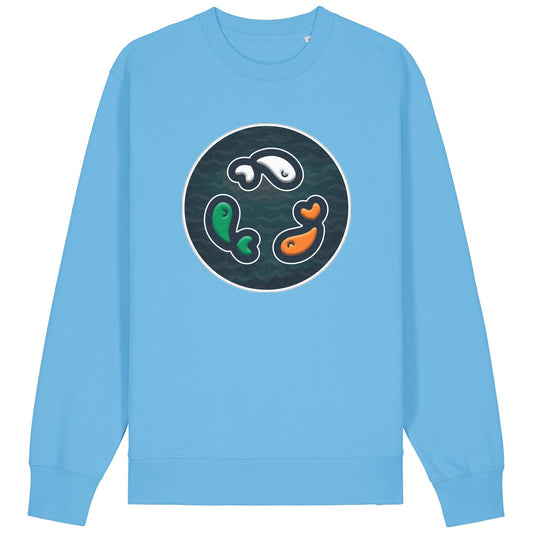 PFT Fish - Circle - Dark | Jumper | Adult | Crewneck | 350gsm Medium Fit | Aqua Blue