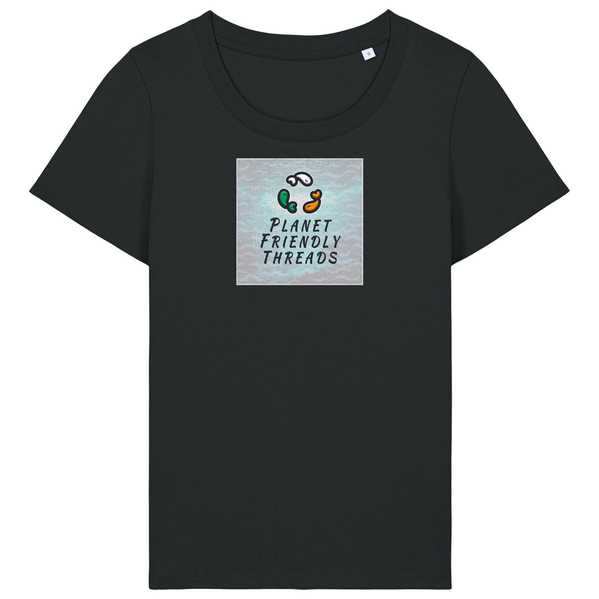 PFT Logo - SSSQUARE - Light Ocean | T-Shirt | Adult | Ladies Short Sleeve | 155gsm Fitted | Black