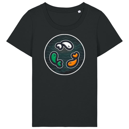 PFT Fish - Circle - Dark | T-Shirt | Adult | Ladies Short Sleeve | 155gsm Fitted | Black
