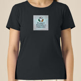 PFT Logo - SSSQUARE - Light Ocean | T-Shirt | Adult | Ladies Short Sleeve | 155gsm Fitted | Black