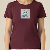 PFT Logo - SSSQUARE - Light Ocean | T-Shirt | Adult | Ladies Short Sleeve | 155gsm Fitted | Burgundy