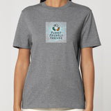 PFT Logo - SSSQUARE - Light Ocean | T-Shirt | Adult | Crewneck Short Sleeve | 180gsm Medium Fit | Mid Heather Grey