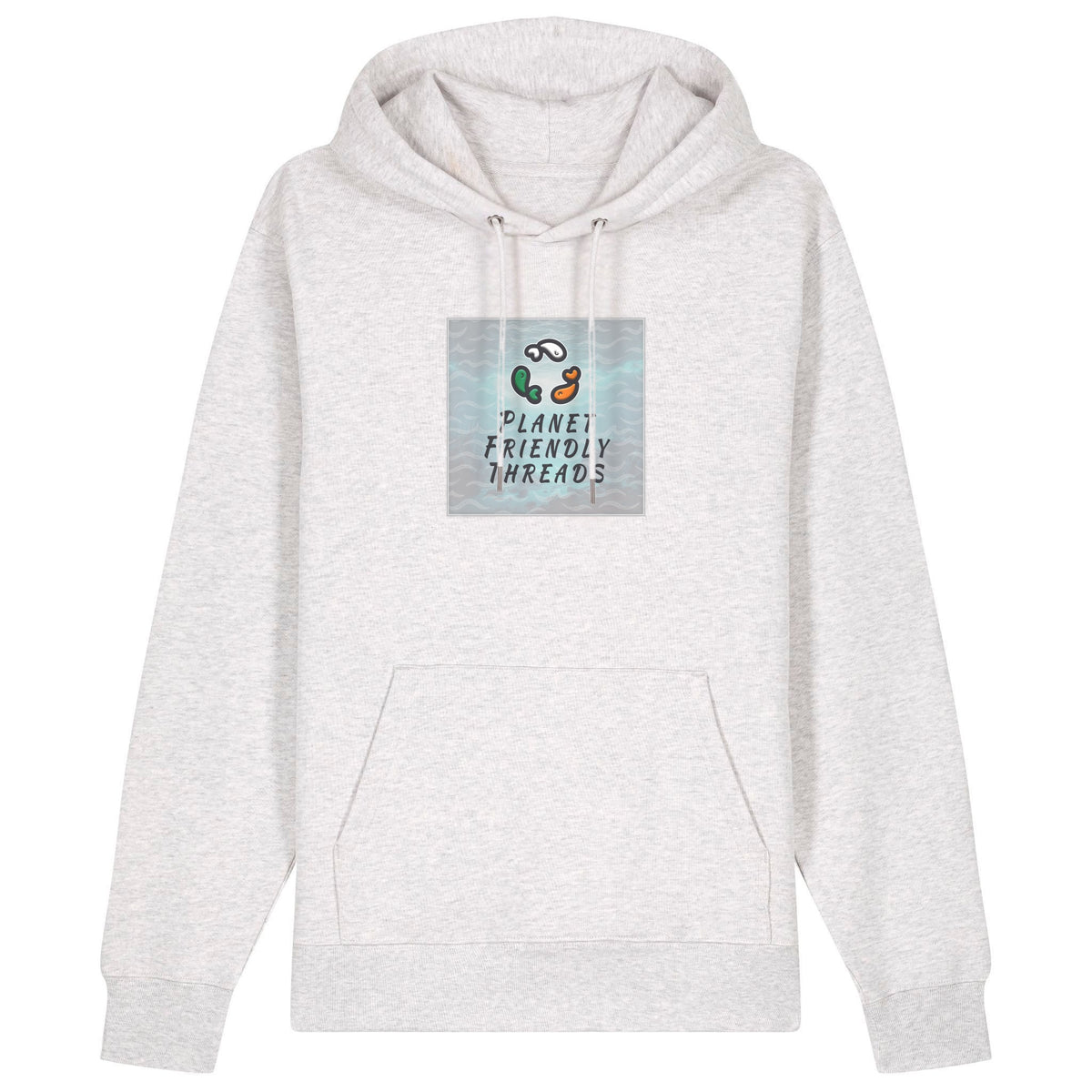 PFT Logo - SSSQUARE - Light Ocean | Hoodie | Adult | Cosy | 350gsm Medium Fit | Cool Heather Grey