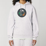 PFT Fish - Circle - Dark | Hoodie | Adult | Cosy | 350gsm Medium Fit | Cool Heather Grey