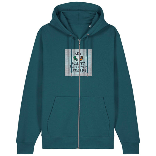 Planet Friendly Logo - Square - Ocean Light | Hoodie | Adult | Zip | 350gsm Medium Fit | Stargazer