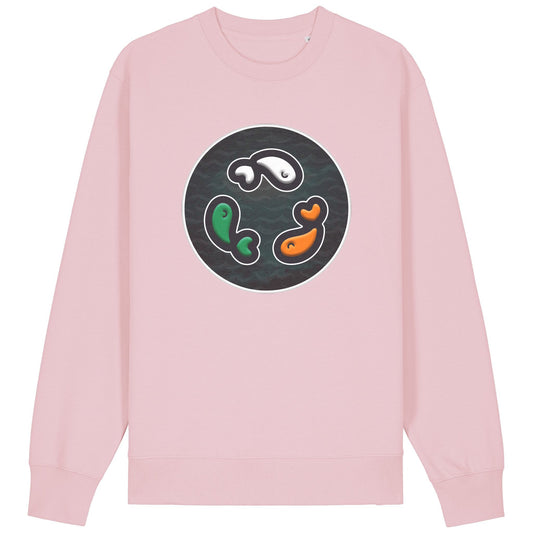 PFT Fish - Circle - Dark | Jumper | Adult | Crewneck | 350gsm Medium Fit | Cotton Pink