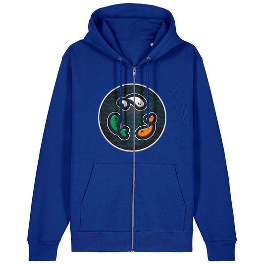 PFT Fish - Circle - Dark | Hoodie | Adult | Zip | 350gsm Medium Fit | Worker Blue
