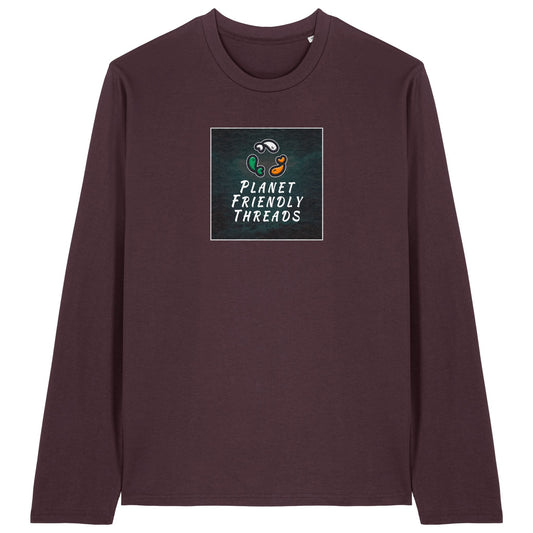 PFT Logo - dark | T-Shirt | Adult | Crewneck Long Sleeve | 180gsm Medium Fit | Red Brown
