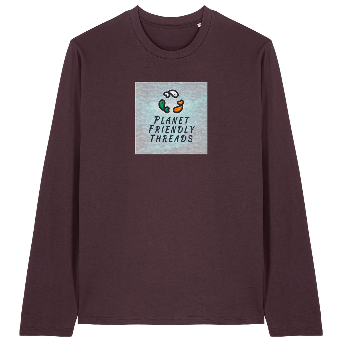 PFT Logo - SSSQUARE - Light Ocean | T-Shirt | Adult | Crewneck Long Sleeve | 180gsm Medium Fit | Red Brown