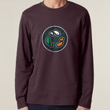 PFT Fish - Circle - Dark | T-Shirt | Adult | Crewneck Long Sleeve | 180gsm Medium Fit | Red Brown