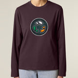PFT Fish - Circle - Dark | T-Shirt | Adult | Crewneck Long Sleeve | 180gsm Medium Fit | Red Brown