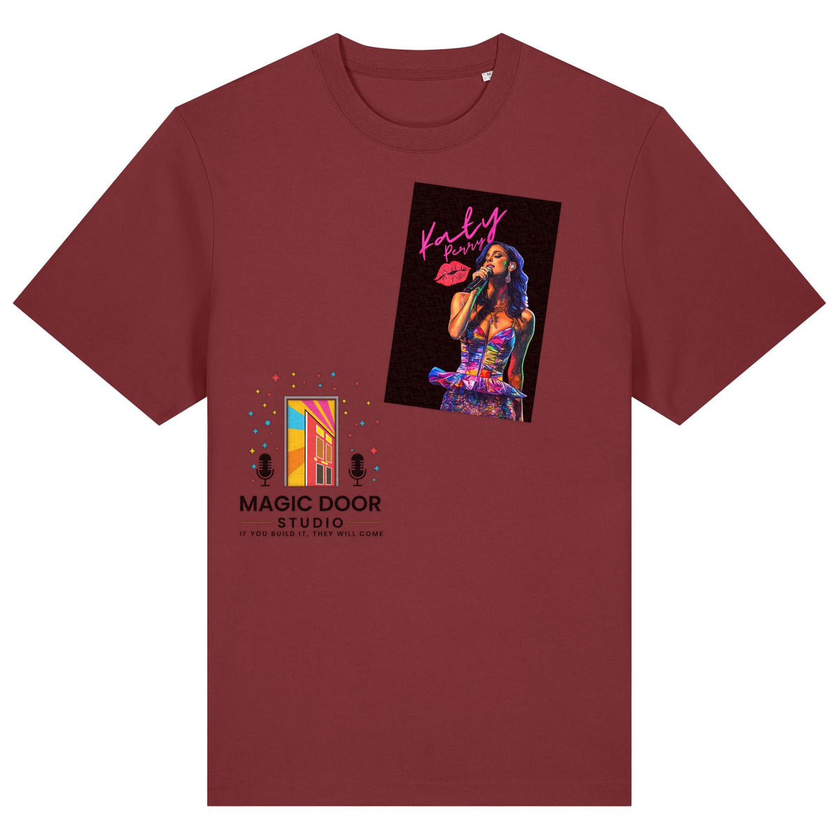 Katy Perry | T-Shirt | Adult | Crewneck Short Sleeve | 215gsm Relaxed Fit | Red Earth