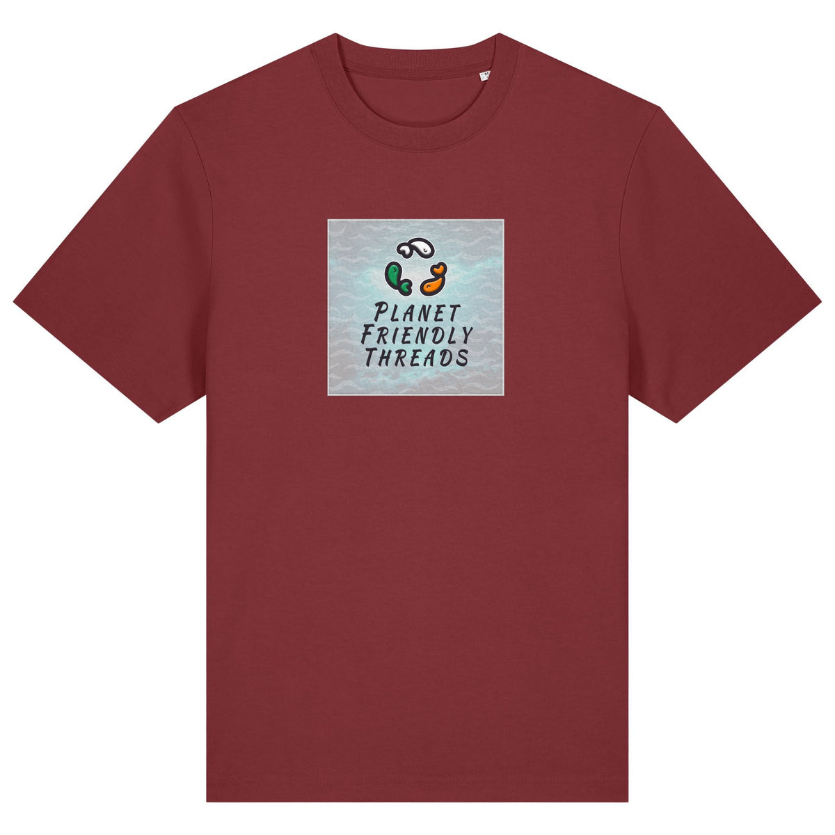 PFT Logo - SSSQUARE - Light Ocean | T-Shirt | Adult | Crewneck Short Sleeve | 215gsm Relaxed Fit | Red Earth