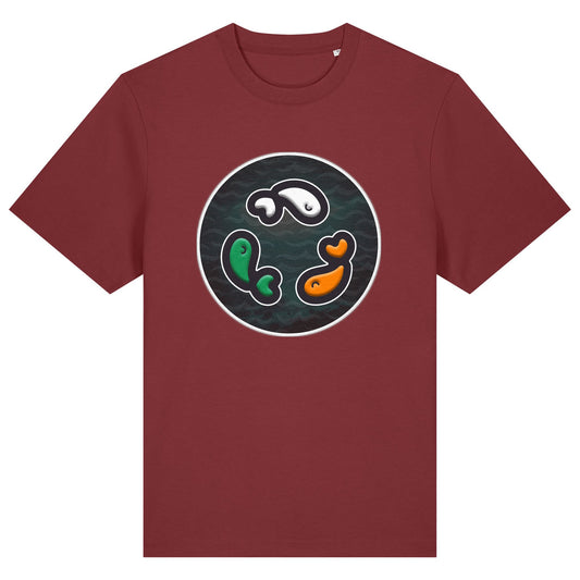 PFT Fish - Circle - Dark | T-Shirt | Adult | Crewneck Short Sleeve | 215gsm Relaxed Fit | Red Earth