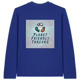 Planet Friendly Logo - Square - Ocean Light | T-Shirt | Adult | Crewneck Long Sleeve | 180gsm Medium Fit | Worker Blue