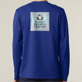 Planet Friendly Logo - Square - Ocean Light | T-Shirt | Adult | Crewneck Long Sleeve | 180gsm Medium Fit | Worker Blue