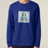 Planet Friendly Logo - Square - Ocean Light | T-Shirt | Adult | Crewneck Long Sleeve | 180gsm Medium Fit | Worker Blue