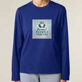 Planet Friendly Logo - Square - Ocean Light | T-Shirt | Adult | Crewneck Long Sleeve | 180gsm Medium Fit | Worker Blue