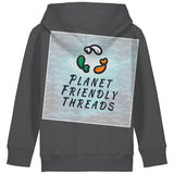 Planet Friendly Logo - Square - Ocean Light | Hoodie | Kids | Cosy | 300gsm Medium Fit | Anthracite