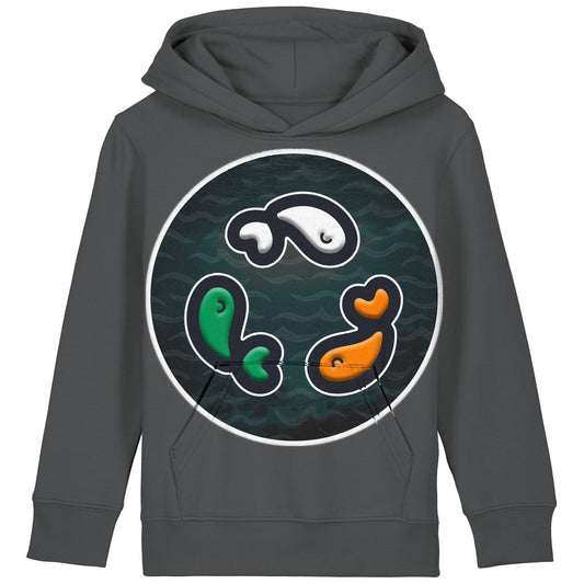 PFT Fish - Circle - Dark | Hoodie | Kids | Cosy | 300gsm Medium Fit | Anthracite