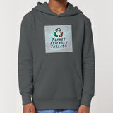 Planet Friendly Logo - Square - Ocean Light | Hoodie | Kids | Cosy | 300gsm Medium Fit | Anthracite