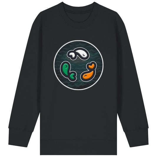 PFT Fish - Circle - Dark | Jumper | Kids | Crewneck | 300gsm Medium Fit | Black