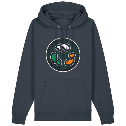 PFT Fish - Circle - Dark | Hoodie | Adult | Cosy | 350gsm Medium Fit | India Ink Grey