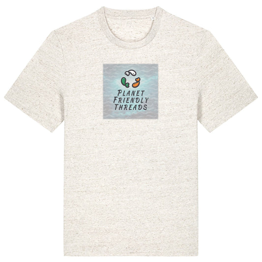 Planet Friendly Logo - Square - Ocean Light | T-Shirt | Adult | Crewneck Short Sleeve | 180gsm Medium Fit | Eco-Heather