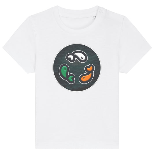 PFT Fish - Circle - Dark | T-Shirt | Baby | Crewneck Short Sleeve | 155gsm Medium Fit | White