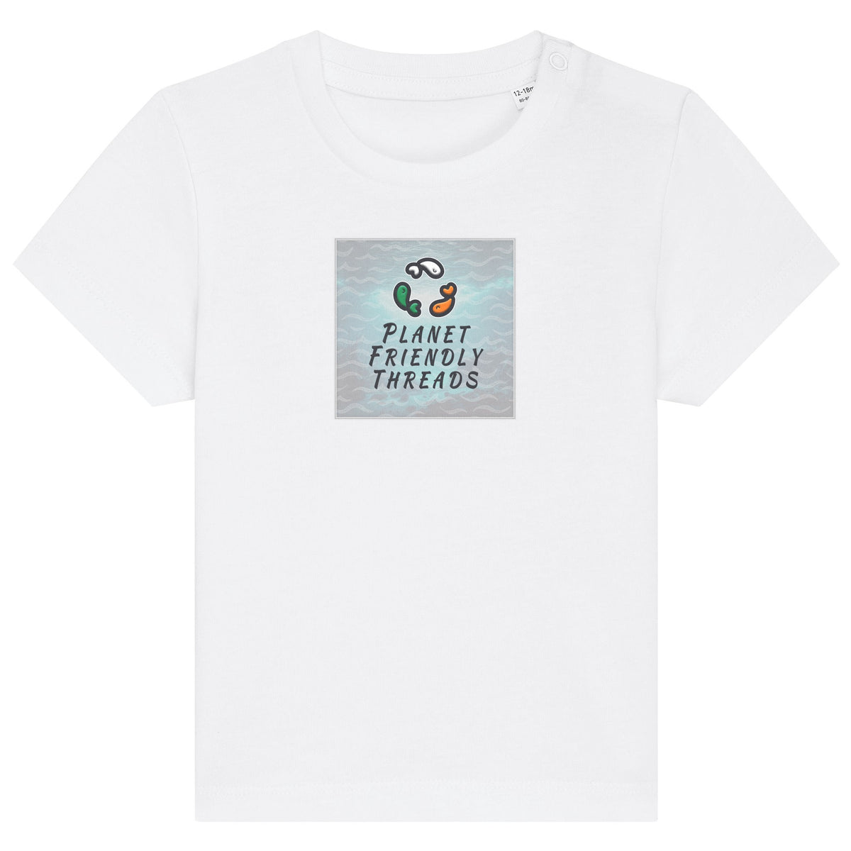 PFT Logo - SSSQUARE - Light Ocean | T-Shirt | Baby | Crewneck Short Sleeve | 155gsm Medium Fit | White