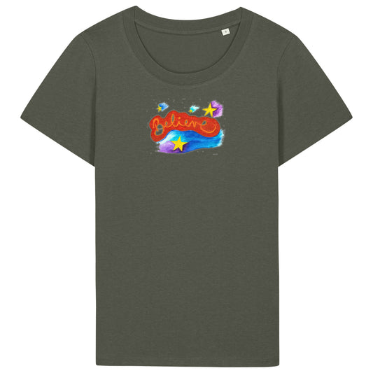 Believe 2 | T-Shirt | Adult | Ladies Short Sleeve | 155gsm Fitted | Khaki