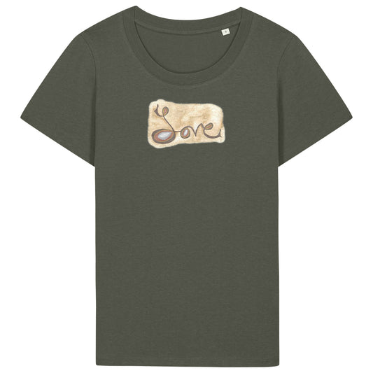 Love | T-Shirt | Adult | Ladies Short Sleeve | 155gsm Fitted | Khaki