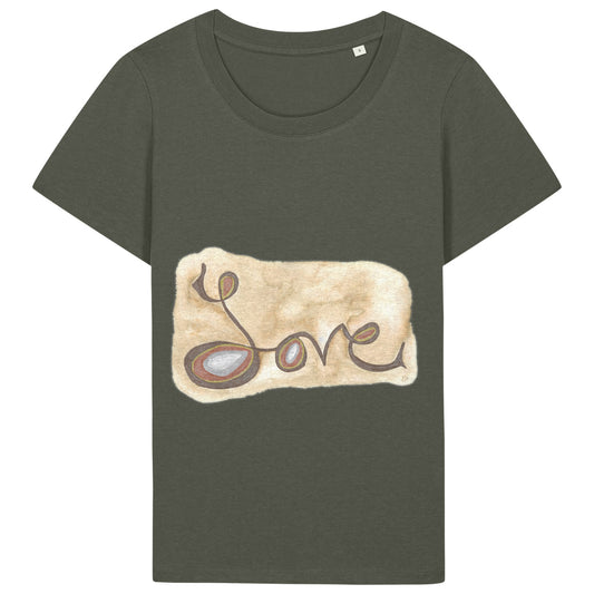 Love | T-Shirt | Adult | Ladies Short Sleeve | 155gsm Fitted | Khaki