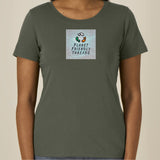 PFT Logo - SSSQUARE - Light Ocean | T-Shirt | Adult | Ladies Short Sleeve | 155gsm Fitted | Khaki