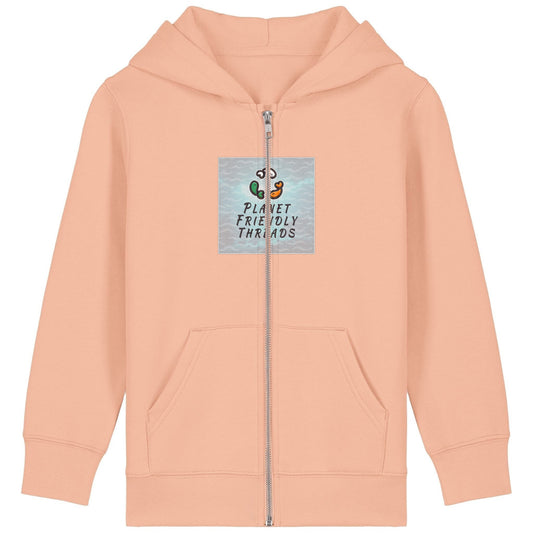 Planet Friendly Logo - Square - Ocean Light | Hoodie | Kids | Zip | 300gsm Medium Fit | Fraiche Peche